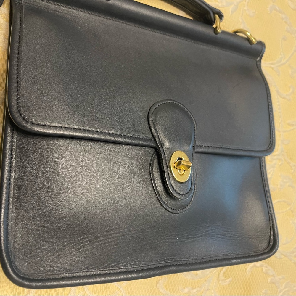 Rare Vintage 1993 Coach‎ Willis Bag Purse Satchel Navy - Picture 12 of 16